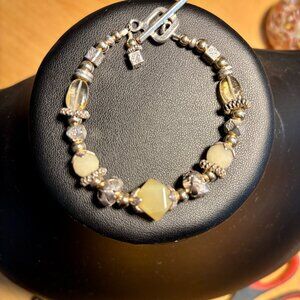 Handmade Beaded Mixed Metal Bracelet 6.75" wrist